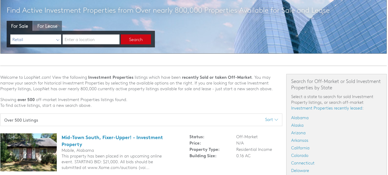 LoopNet Commercial Real Estate Comps