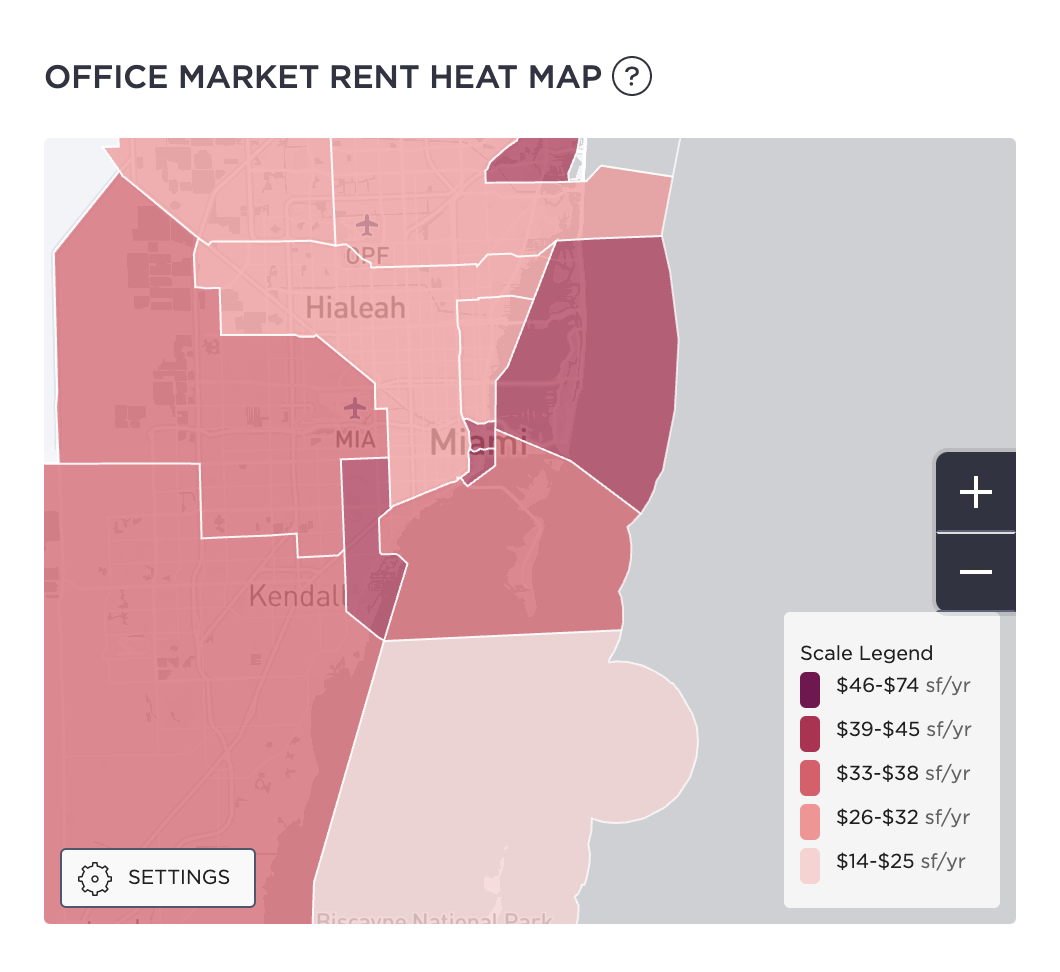 Miami Office Market Rent Heat Map